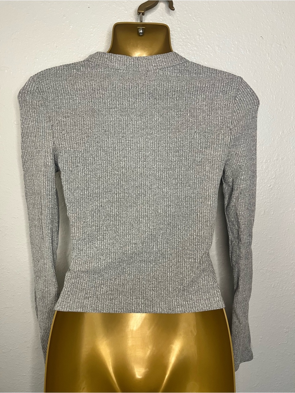 Self Esteem Light Gray Ribbed Button Cardigan - Picture 3 of 3